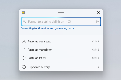 PowerToys Advanced Paste utility with AI-powered clipboard formatting